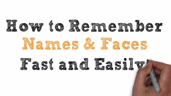Names remember faces memorize